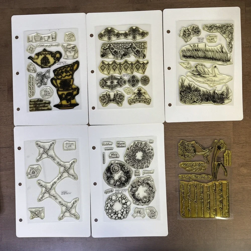 Lot of 6 Flourishes Stamp Sets Photopolymer Sets In Storage Case